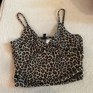 H&M Crop Tank Leopard Top